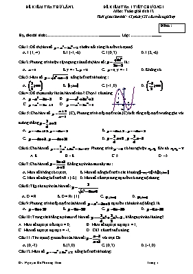 Đề kiểm tra 1 tiết chương 1 môn Toán giải tích 12